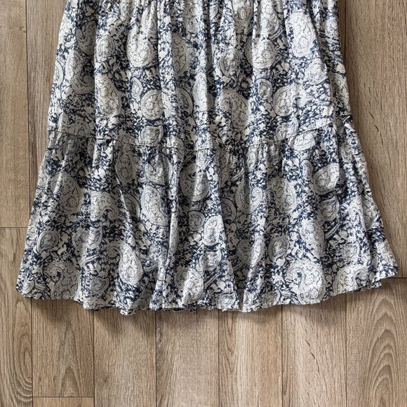 Margaret O'Leary Tiered Maxi Skirt Blue White Paisley Womens SM Boho Retro Y2K - Picture 4 of 12